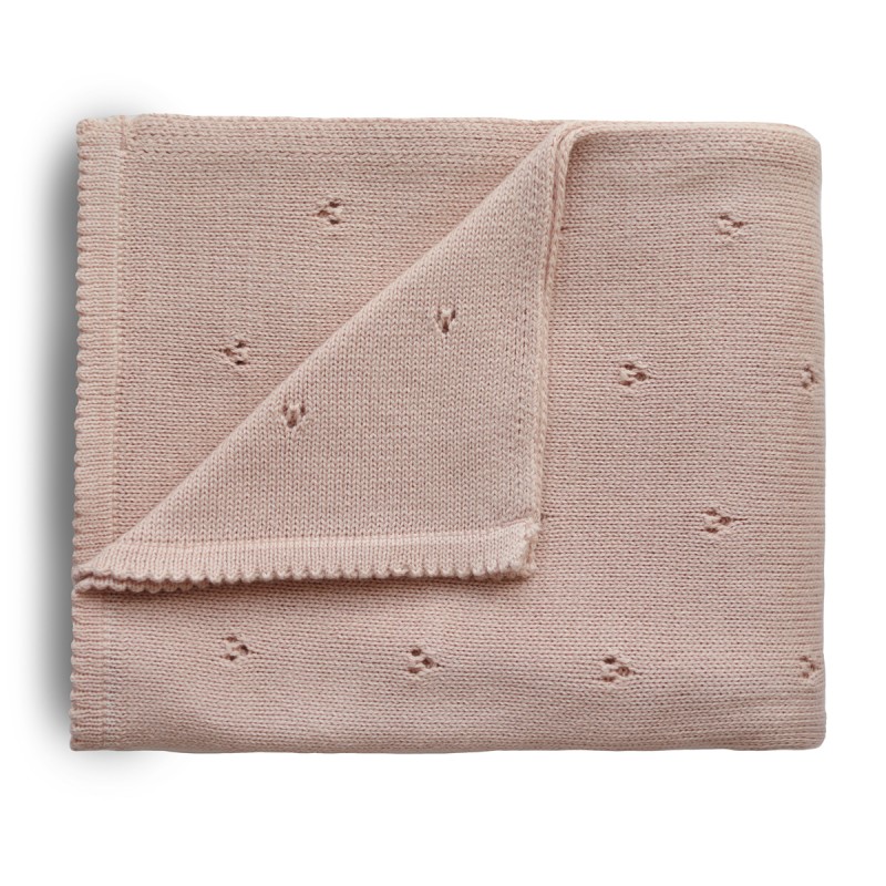 KNIT BLANKET POINTELLE BLUSH 100x80 CM