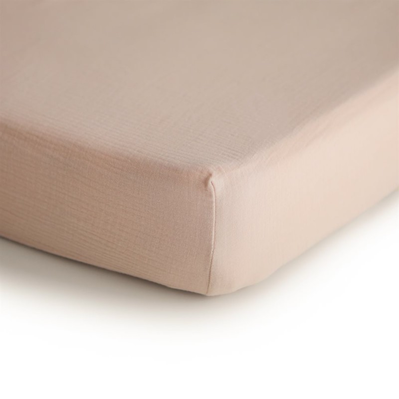 MUSLIN CRIB SHEET SOLID BLUSH 120x60x20 CM