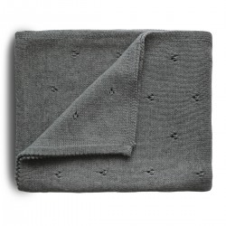 KNIT BLANKET POINTELLE GRAY...