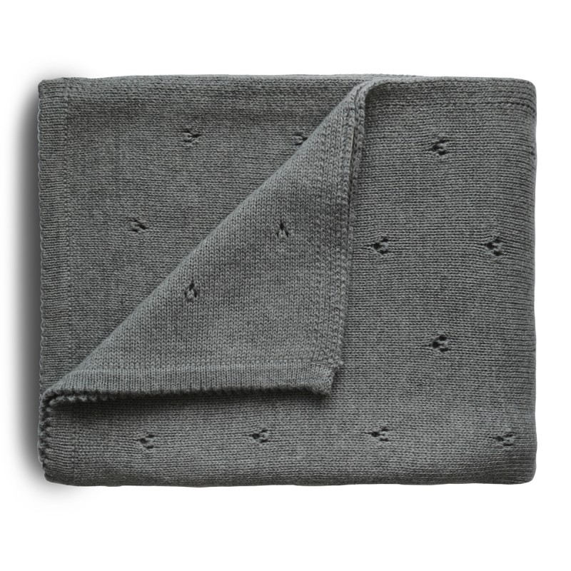 KNIT BLANKET POINTELLE GRAY MELANGE 100x80 CM