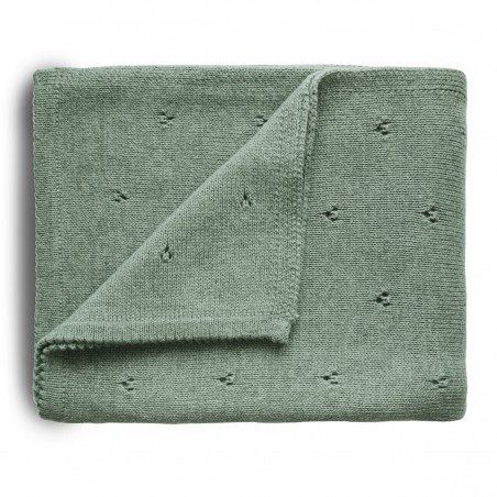 KNIT BLANKET POINTELLE SAGE MELANGE 100x80 CM