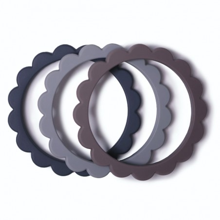 SILICONE BRACELETS (3 PACK) FLOWER STEEL-DOVE GRAY-STON 7.5x7.5x0.5 CM