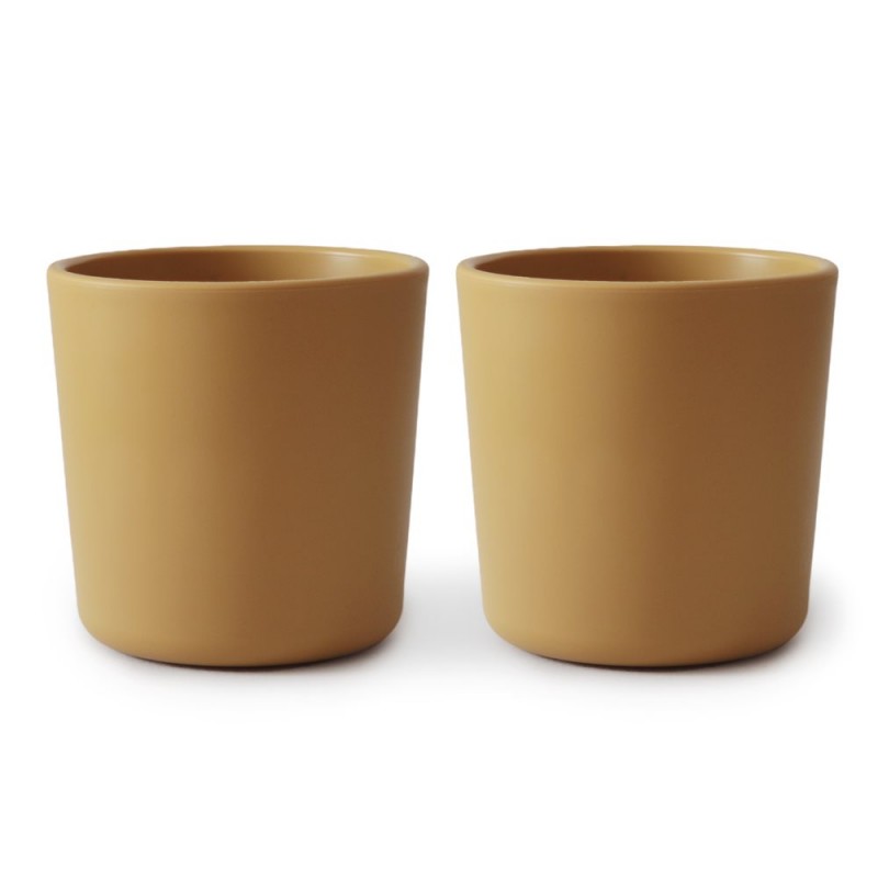 CUPS (SET OF TWO) SOLID MUSTARD 7.5x7.5x7 CM