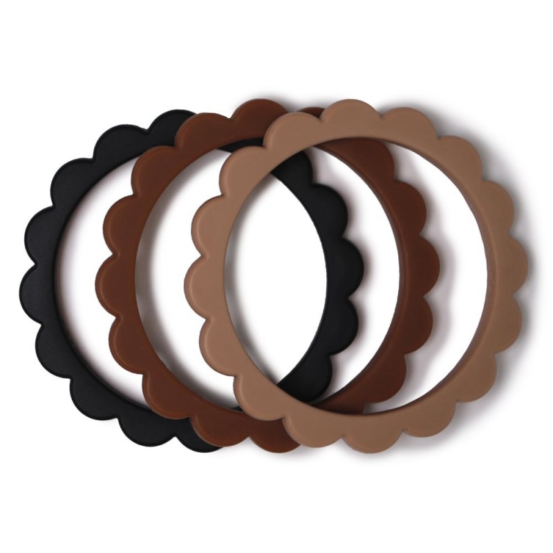 SILICONE BRACELETS (3 PACK) FLOWER BLACK-NATURAL-CARAME 7.5x7.5x0.5 CM