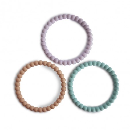 SILICONE BRACELETS (3 PACK) PEARL LILAC-CYAN-SOFT PEAC 7.5x7.5x0.5 CM