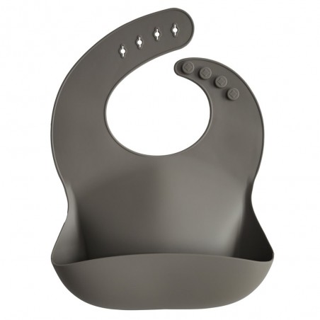 SILICONE BIB SOLID DOVE GRAY 26.5x3.5 CM