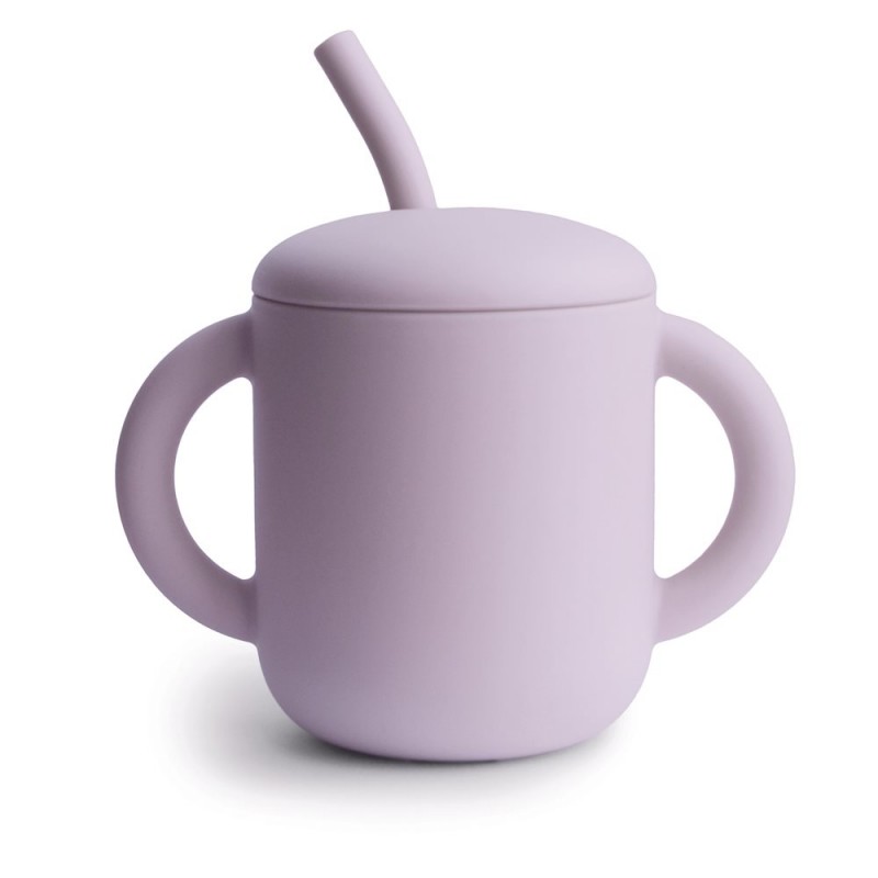 TAZA DIDÁCTICA+PAJITA SILICONA SOLID SOFT LILAC 9.5x7.15x12 CM