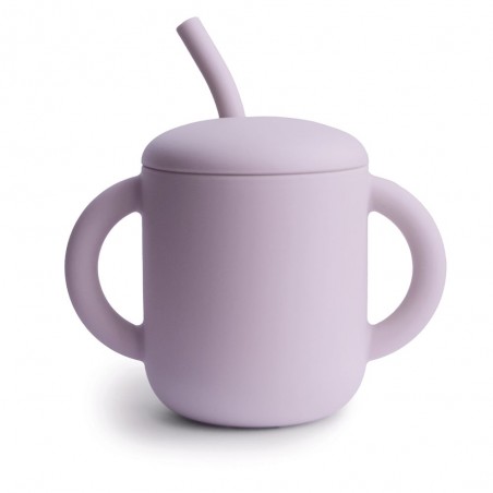 TAZA DIDÁCTICA+PAJITA SILICONA SOLID SOFT LILAC 9.5x7.15x12 CM