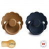 LATEX PACIFIER BLOCK 2 PACK DAISY CAPPUCCINO/DARK NAVY 0+