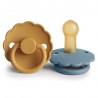 LATEX PACIFIER BLOCK 2 PACK DAISY HONEY GOLD/GLACIER B 6+