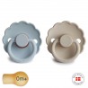 LATEX PACIFIER BLOCK 2 PACK DAISY POWDER BLUE/SANDSTON 0+