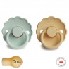 LATEX PACIFIER BLOCK 2 PACK DAISY SEAFOAM/P.DAFFODIL 0+