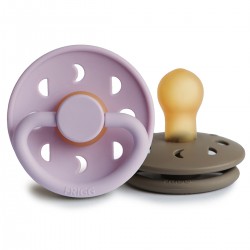 LATEX PACIFIER BLOCK 2 PACK MOON PHASE S.LILAC/PORTOBELLO 0+