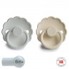 SILICONE PACIFIER BLOCK 2 PACK DAISY BRIGHT WHITE/CREAM 6+