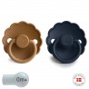 SILICONE PACIFIER BLOCK 2 PACK DAISY CAPPUCCINO/DARK NAVY 0+