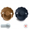 SILICONE PACIFIER BLOCK 2 PACK DAISY CAPPUCCINO/DARK NAVY 6+