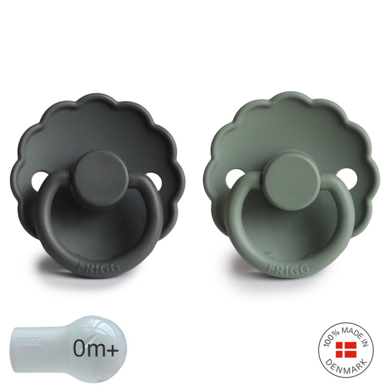 SILICONE PACIFIER BLOCK 2 PACK DAISY GRAPHITE/LILY PAD 0+