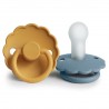 SILICONE PACIFIER BLOCK 2 PACK DAISY HONEY GOLD/GLACIER B 0+