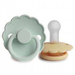 SILICONE PACIFIER BLOCK 2 PACK DAISY SEAFOAM/P.DAFFODIL 0+