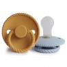 SILICONE PACIFIER BLOCK 2 PACK ROPE HONEY G./POWDER BLUE 0+