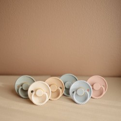 SILICONE PACIFIER BLOCK 2 PACK ROPE CROISSANT/BLUSH 6+