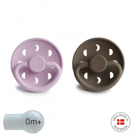 SILICONE PACIFIER BLOCK 2 PACK MOON PHASE S.LILAC/PORTOBELLO 0+