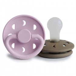 SILICONE PACIFIER BLOCK 2 PACK MOON PHASE S.LILAC/PORTOBELLO 0+