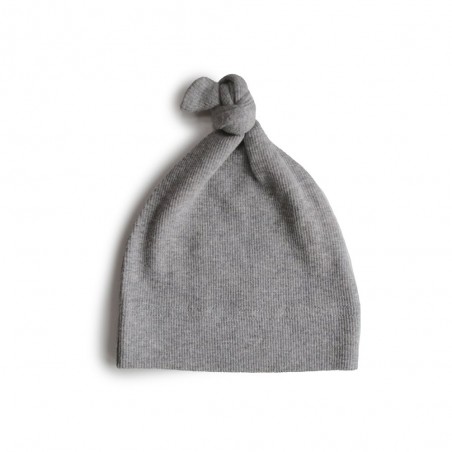 RIBBED BABY BEANIE GRAY MELANGE 0-3m