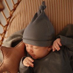 GORRO CANALÉ CON NUDO GRAY MELANGE 0-3m