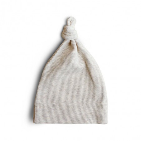 RIBBED BABY BEANIE BEIGE MELANGE 0-3m