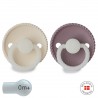 SILICONE PACIFIER NIGHT 2 PACK ROPE CREAM/TW.MAUVE 0+