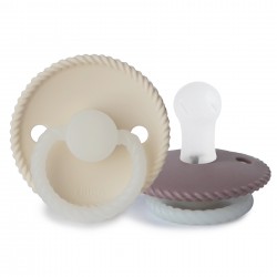 SILICONE PACIFIER NIGHT 2 PACK ROPE CREAM/TW.MAUVE 0+