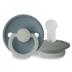 SILICONE PACIFIER NIGHT 2 PACK ROPE ST.BLUE/SAGE 6+