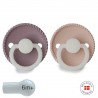 SILICONE PACIFIER NIGHT 2 PACK ROPE TW.MAUVE/BLUSH 6+