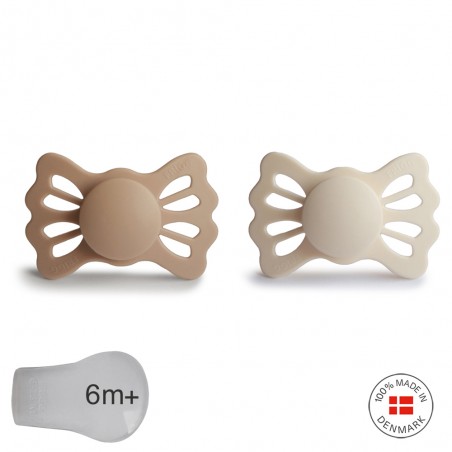 SYMM. SILICONE PACIFIER 2 PACK LUCKY SILKY S./CREAM 6+