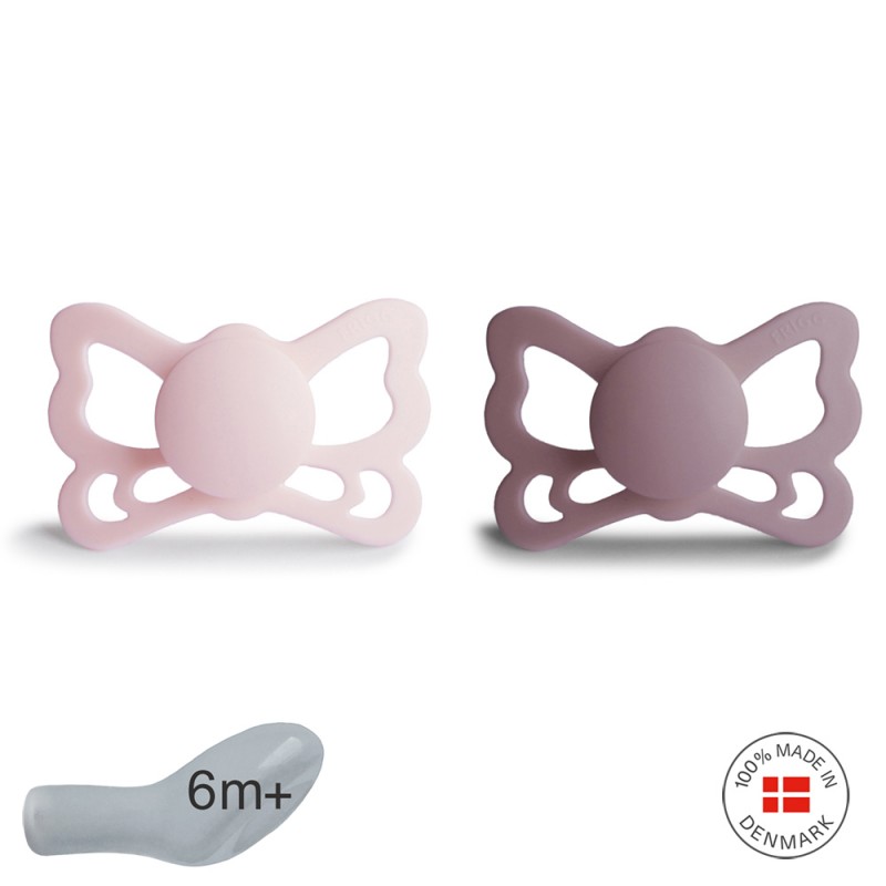 ANAT. SILICONE PACIFIER 2 PACK BUTTERFLY WHITE L./TWILIGHT M. 6+