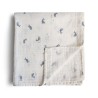 SWADDLE PRINT WHALES 120x120 CM