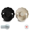 SILICONE PACIFIER BLOCK 2 PACK DAISY CREAM/JET BLACK 0+