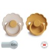 SILICONE PACIFIER BLOCK 2 PACK DAISY CHAMOMILE/HONEY G. 6+