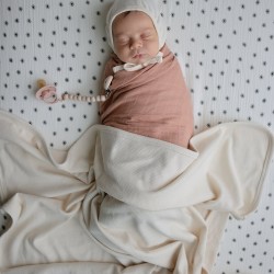 KNIT BLANKET RIBBED PLAIN IVORY 89x89 CM