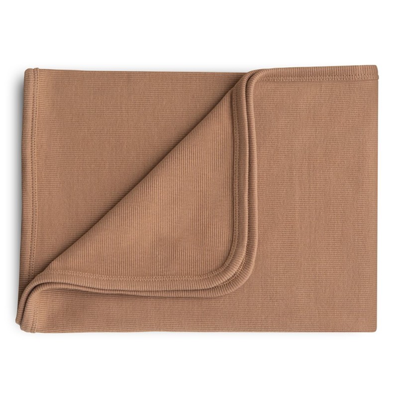 COPERTA IN COTONE RIBBED PLAIN TAN 89x89 CM