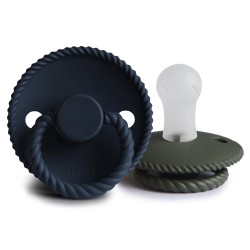SILICONE PACIFIER BLOCK 2 PACK ROPE DARK NAVY/OLIVE 0+