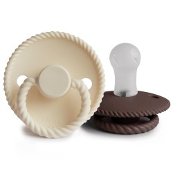 SILICONE PACIFIER BLOCK 2 PACK ROPE CREAM/COCOA 0+