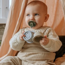 SILICONE PACIFIER BLOCK 2 PACK ROPE DARK NAVY/OLIVE 6+