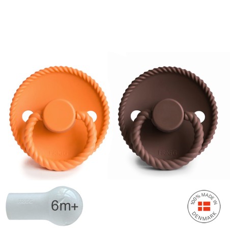 SILICONE PACIFIER BLOCK 2 PACK ROPE MAPLE/COCOA 6+