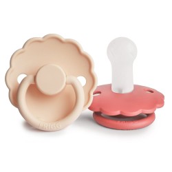 SILICONE PACIFIER BLOCK 2 PACK DAISY PINK CREAM/POPPY 6+