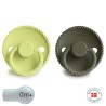SILICONE PACIFIER BLOCK 2 PACK ROPE GREEN TEA/OLIVE 0+
