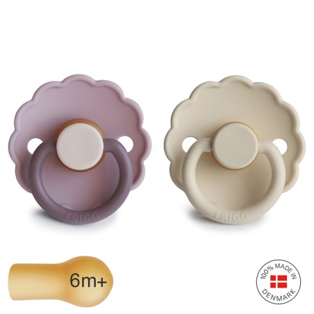 LATEX PACIFIER BLOCK 2 PACK DAISY LAV.HAZE/CREAM 6+
