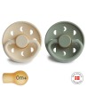 LATEX PACIFIER BLOCK 2 PACK MOON PHASE SAGE/CREAM 0+