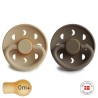 LATEX PACIFIER BLOCK 2 PACK MOON PHASE CROISSANT/PORTOBELLO 0+